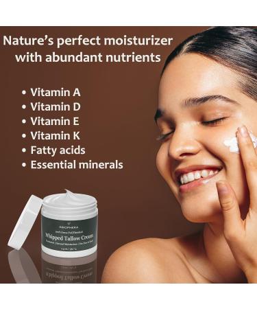 Buy Whipped Beef Tallow Cream - 100% Natural Moisturizer for Sensitive Skin - Grass Fed & Finished - Handmade Unscented Face & Body Lotion - 1.4 oz International Shipping - Buy Online on GoSupps.com