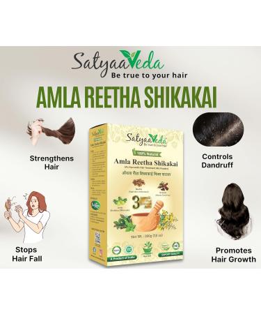 Satya Veda Organique 200 Gram AMLA RITHA SHIKAKAI Mix Hair Treatment Hair Spa Powder Hair Cleanser I Hair Growth I Shiny Hair Anti Dandruff I 100 Herbs 200g Pack of 1 - Buy Online on GoSupps.com