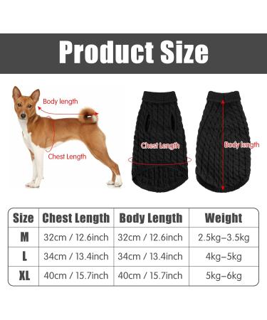 Moorle Dog Sweater for Small & Medium Dogs Warm Knitted Turtleneck Winter Sweater in Black | XL Sizes for Pets - Buy Online on GoSupps.com