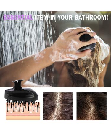 Scalp Massager Shampoo Brush - Hair Scalp Scrubber for Stress Relief and Hair Growth - Shower Hair Brush for Women, Men, Kids - Black - Buy Online on GoSupps.com