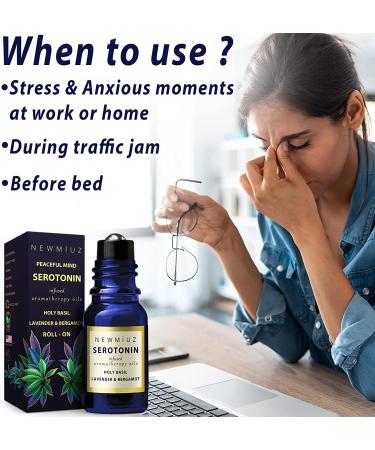 Calming Roll On Essential Oil Blend for Anxiety & Stress Relief - Lavender, Bergamot, & Holy Basil - Perfect Gift for Women - NEW MIUZ - Buy Online on GoSupps.com