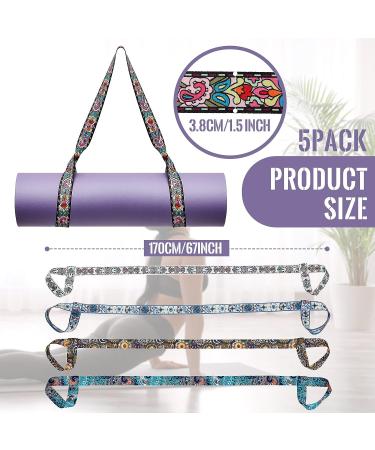 5 Pcs Adjustable Yoga Mat Strap and Carrier - Thick Stretching Strap for Carrying Mat - 5 Styles Yoga Mat Sling for Men and Women - Buy Online on GoSupps.com