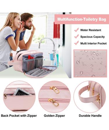 BAIMAY Travel Makeup Bag - Water Resistant Eco Leather Toiletry Bag for Women - Pink, Perfect for Full Size Toiletries - Ideal Easter & Birthday Gift - Buy Online on GoSupps.com