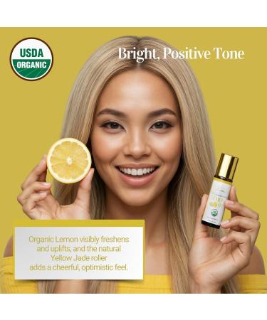 BodyJ4You Lemon + Tea Tree Essential Oil Roll On Duo - Pure 100% USDA Organic MCT Coconut Oil - Natural Yellow Jade and Black Obsidian Stone Rollers - Uplift Targeted Care - Buy Online on GoSupps.com