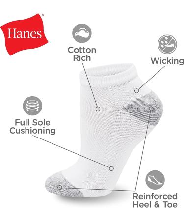 Hanes Women's 10-Pair Low Cut Socks 5-9 White - Value Pack - Buy Online on GoSupps.com