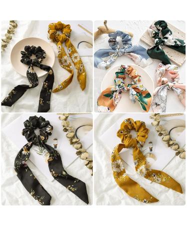 Benaton 6-Piece Chiffon Bowknot Hair Ties | Vintage Floral Ponytail Holders for Girls & Women - 6 Color Styles - Buy Online on GoSupps.com