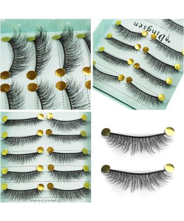 False Lashes Eye Lash Eyelashes Set Fluffy Russian Eyelash Kit Strip Lash Wispy Handmade Cat Eye Lashes Volume Dramatic 10 Pairs 3D Thick Long Fake Lashes with Glue Natural Cross Fake Lashes - Buy Online on GoSupps.com