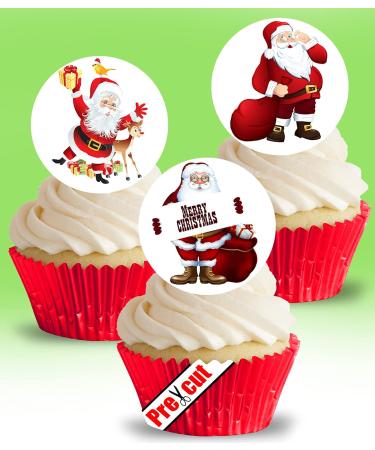 24 x Edible Stand up Santa Claus Mix XVIII. Pre-Cut Wafer Paper Cupcake Toppers Father Christmas Party Winter Birthday Cake Decorations - Buy Online on GoSupps.com