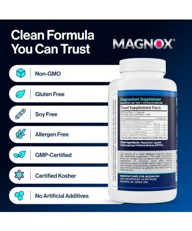 MAGNOX Buster | Patented Clinically Tested 380mg Magnesium Supplement for Spasms & Leg Cramps at Night | One Capsule a Day for Almost Full Dosage | 3X More Absorption | Dead Sea Minerals (120 Caps) 120 Count (Pack of 1) MA  - Buy Online on GoSupps.com