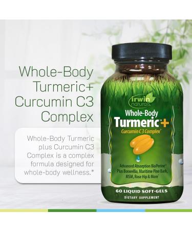 Irwin Naturals Whole-Body Turmeric + Curcumin C3 Complex - 120 Liquid Soft-Gels - with Boswellia, Maritime Pine Bark, MSM & Rose Hip - Buy Online on GoSupps.com
