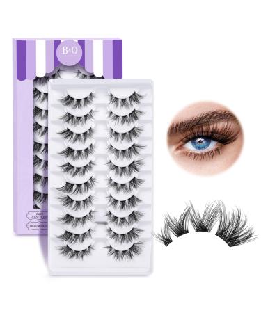 False Eyelashes P05 B & Q 10 Pairs Fake Lashes eyelashes Extensions Cat Eye Fluffy Cluster Lashes False eyelashes Egg linings Wispy Diy lash extension natural (fake lashes-p05 10 pairs) P05-10 Pairs