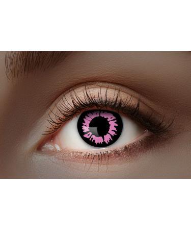 Eyecatcher 84027541-476 - Colored UV contact lenses 1 pair for 12 months bright pink carnival Mardi Gras Halloween