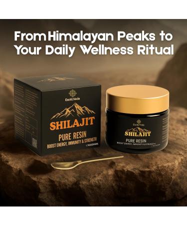 Exotic Veda Pure Himalayan Shilajit Resin 50g 70% Fulvic Acid Lab Tested Authentic Mineral Pitch Natural Energy Strength & Immunity Support for Men & Women - Buy Online on GoSupps.com