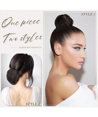 Ruwiss Elegant Long Hair Part Bun Extension - Smooth Tousled Updo with Real Hair Tie for Women - 25g Brown Mixed Scrunchy - Buy Online on GoSupps.com