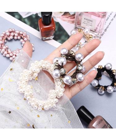 Noverlife 5PCS Pearl Hair Ties - Crystal Rhinestone Ponytail Holder Ropes for Women & Girls - Buy Online on GoSupps.com