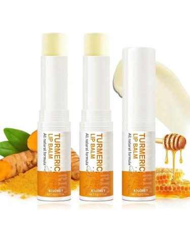 3PCS Turmeric Lip Balm for Smokers - Long-Lasting Moisturizer for Dry Cracked and Dull Lips - Reduces Lip Lines & Flakes - Daily Hydrating Lip Care for Smooth Soft Lips 3PCS LIP BALM
