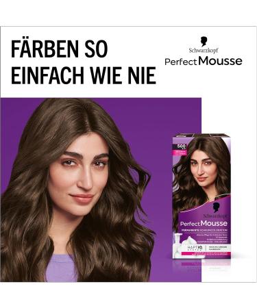 Schwarzkopf Perfect Mousse Permanent Foam Coloration 500/5-0 Medium Brown | Perfect Gray Coverage Intensive Care & Radiant Shine 277.5ml - Buy Online on GoSupps.com