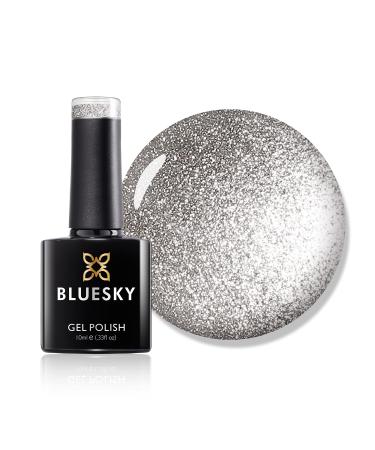 Bluesky Gel Nail Polish Silver Glitter A018 Long Lasting Chip Resistant 10 ml (Requires Drying Under UV LED Lamp)