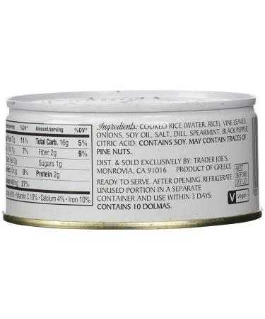 Trader Joe's Dolmas Vine Leaves Stuffed with Rice - Pack of 2 - Buy Online on GoSupps.com