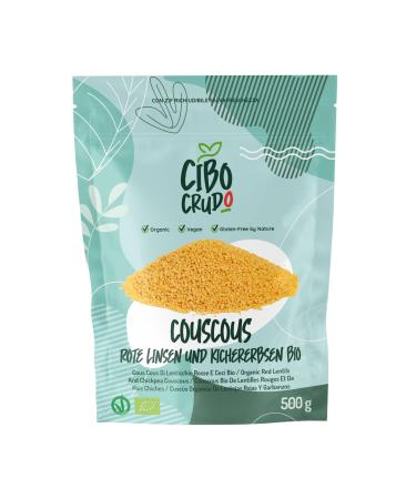 Cous cous organic from red lenses and chickpeas - 500g.Gluten -free couscous for recipes with lentils and curry or lenses with vegetables.Cous cous made of red lentils and chickpeas 500 g (1 Pack)