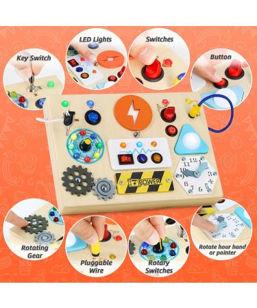Giftota Montessori Busy Board - 20 Switches & 17 LED Lights | Educational Wooden Toys for 1-4 Year Olds | Ideal Motor Skills Development for Babies & Toddlers - Buy Online on GoSupps.com