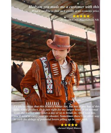 HADZAM Outback Leather Cowboy Hat - Durable Men's Western Hat (X-Large, Red) - Buy Online on GoSupps.com