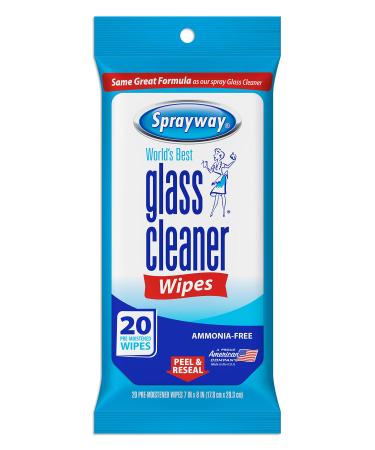 Sprayway SW199R Ammonia-Free Glass Cleaner Wipes, Fresh Scent, 20 Count