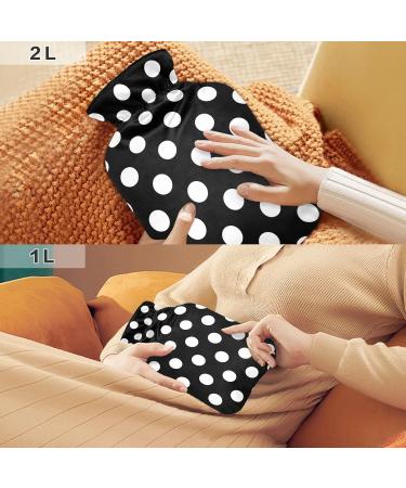 Buy Black & White Polka Dot Hot Water Bottle | 1L Pain Relief for Neck Shoulders Hands & Feet - Perfect Heating Solution - Buy Online on GoSupps.com