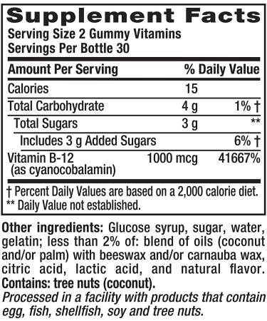 VitaFusion B-12 Gummy Vitamins - Energy Support, 1000 mcg, Raspberry Flavor, 60 Count - Buy Online on GoSupps.com