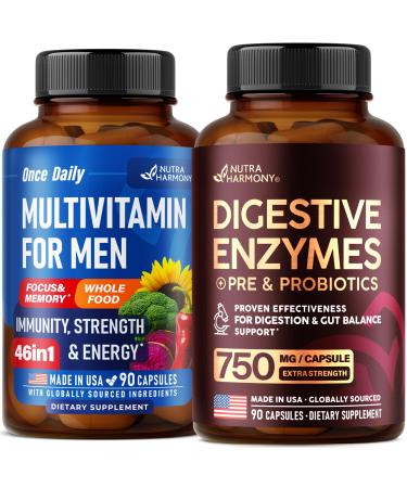 NUTRAHARMONY Multivitamins for Men & Digestive Enzymes Capsules