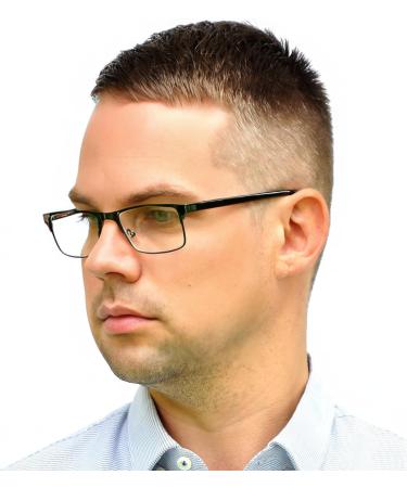 Blue Light Blocking Rectangle Reading Glasses - Stainless Steel Frame (Black) - Anti Blue Light Filter - 1.5 Diopter - Unisex - Buy Online on GoSupps.com