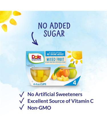 Dole No Sugar Added Mixed Fruit Cups - 24 Pack, 4 Oz Each | Gluten Free Healthy Snack in Water - Buy Online on GoSupps.com