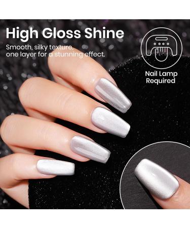 MIZHSE Cat Eye Gel Nail Polish 12mL - Silver Moonlight Glitter UV LED Soak Off for Nail Art & DIY Manicure - Buy Online on GoSupps.com