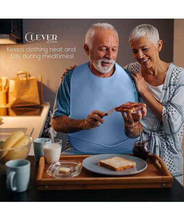 Clever at Home Adult Bibs - Silicone Bibs for Elderly Men and Women in Blue and Gray - Buy Online on GoSupps.com