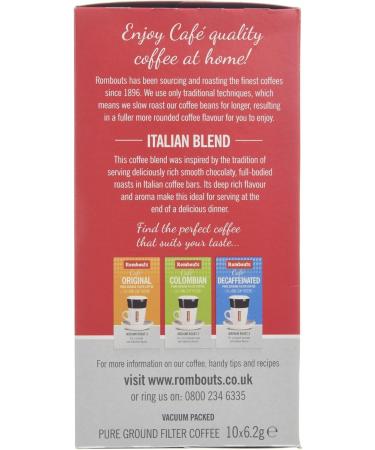 Rombouts Cafe Italian Pure Ground Filter Coffee Cups 10 x 6.2g - Buy Online on GoSupps.com