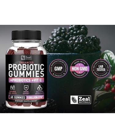 Probiotic Gummies for Adults and Kids (60 Count | 5 Billion CFU) w/Organic Berry Antioxidants & Vitamin C for Immune Support and Digestion gummy- Prebiotics and Probiotics for women Gummies - Buy Online on GoSupps.com