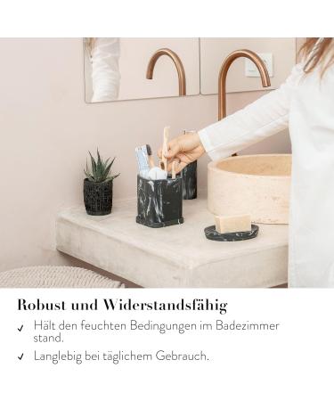 ZCCZ Bathroom Accessory - Elegant Toothbrush Holder in Black Marble Look | Square Tooth Cleaning Cup for Electric Toothbrushes & Cosmetics - Buy Online on GoSupps.com