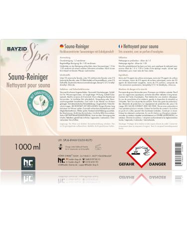 Bayzid 3 x 1L SPA Sauna Cleaner Concentrate with Eucalyptus Scent - Premium Wood Cleaning Solution for Home Saunas - Buy Online on GoSupps.com