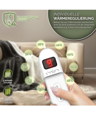 Sinnlein Heating Ceiling Blanket 180x130cm - T V S d GS Approved | Electric Thermal Blanket with 9 Temperature Levels | Cuddly Sofa & Bed Cover with Timer & Digital Display - Buy Online on GoSupps.com