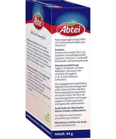 Abbey Black Cumin Oil Plus with Vitamin E - Dietary Supplement for Cholesterol & Blood Sugar Levels - 48 Capsules (1 Pack) - Buy Internationally - Buy Online on GoSupps.com