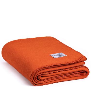 Woolly Mammoth Merino Wool Blanket - Large 66" x 90", 4LBS Camp Blanket | Throw for The Cabin, Cold Weather, Emergency, Dog Camping Gear, Hiking, Survival, Army, Outside, Outdoors  Orange