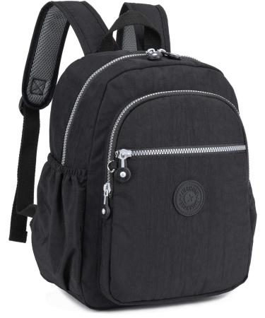 Small Nylon Backpack Mini Casual Lightweight Daypack Backpacks for Women and Girls (Black)