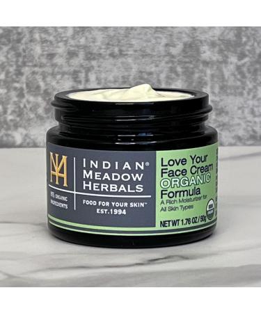 Indian Meadow Herbals Love Your Face Cream - USDA Certified Organic Moisturizer for All Skin Types | Deep Penetrating Petroleum-Free Skin Repair (2oz - Buy Online on GoSupps.com