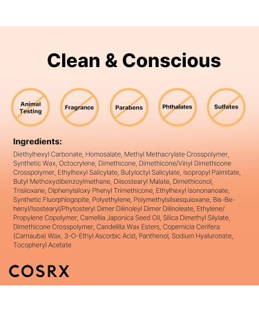 COSRX Airy-Light Clear Sunscreen Stick with Vitamin E & C SPF 50 0.67 oz 19g Lightweight Travel Essentials Summer Essentials Korean Skin Care Korean Matte Sunscreen for Face - Buy Online on GoSupps.com