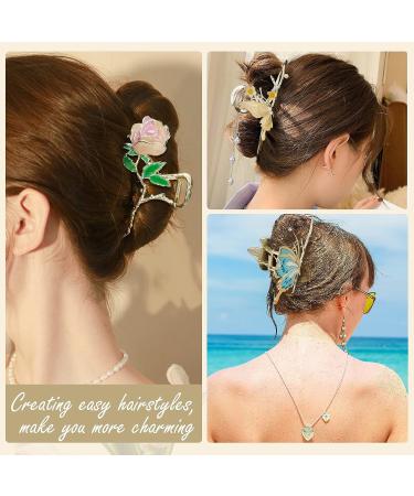 WHAVEL 6 Pcs Butterfly Flower Claw Clip Cute & Strong Metal Hair Clips for Women - Buy Online on GoSupps.com