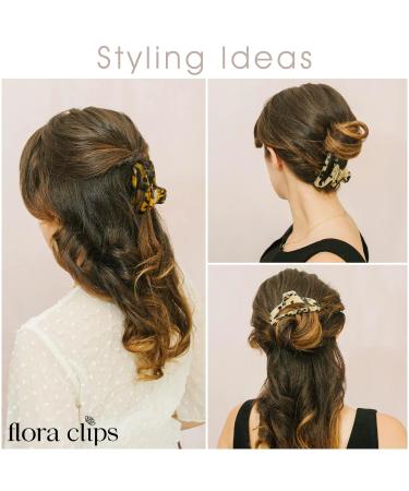 Flora Clips | Tortoise Hair Claw Clips (Pack of 2) | Strong 3.8 Inch Medium Claw Clips for Women | Natural Acetate Material - Buy Online on GoSupps.com