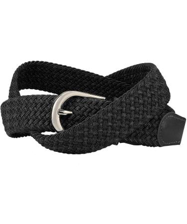 Falari Multicolored Elastic Stretch Braided Belt | Canvas Fabric Woven No Holes | Black Medium - 1003 - Buy Online on GoSupps.com