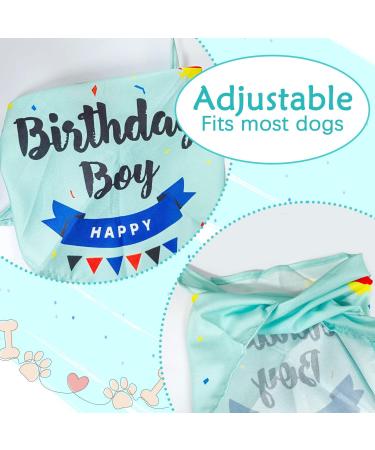 Dog Birthday Bandana for Boy Pets - Happy Birthday Triangle Scarf for Small Medium Dogs and Cats - Blue-Green Party Supplies - Buy Online on GoSupps.com