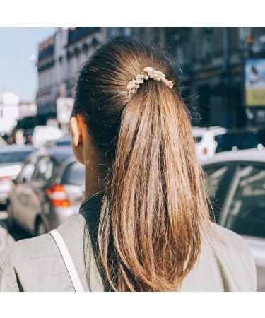 HINZIC Flower ROSE Hair Elastic Ties - Pack of 4 | Crystal Pearl Hair Accessories for Women, Girls - Perfect Gift for Christmas, Valentine's Day - Buy Online on GoSupps.com