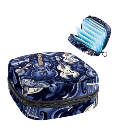 Anna Cowper Blue Instruments guitar ladies storage bags female menstrual cup breastfeeding pad tampon bag portable period bag for women teenagers girls 1 piece of multi-colored 17